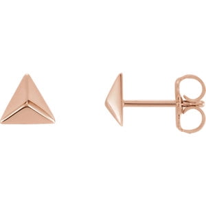 FB Jewels 14K Rose Gold Pair Polished Pyramid Earrings With Backs 